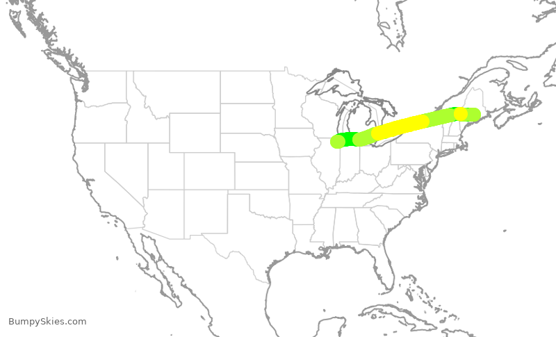Turbulence forecast map for AAL2299, ORD to BGR