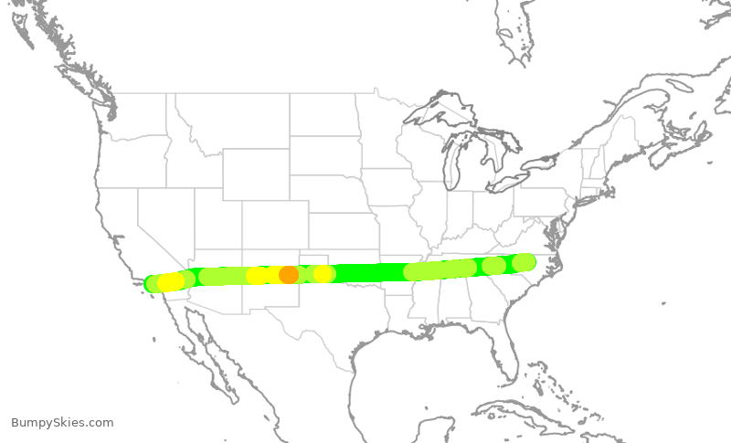 Turbulence forecast map for AAL2299, RDU to LAX