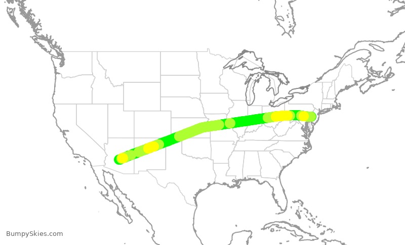 Turbulence forecast map for AAL2300, PHX to PHL