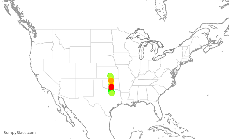 Turbulence forecast map for AAL2304, DFW to ICT