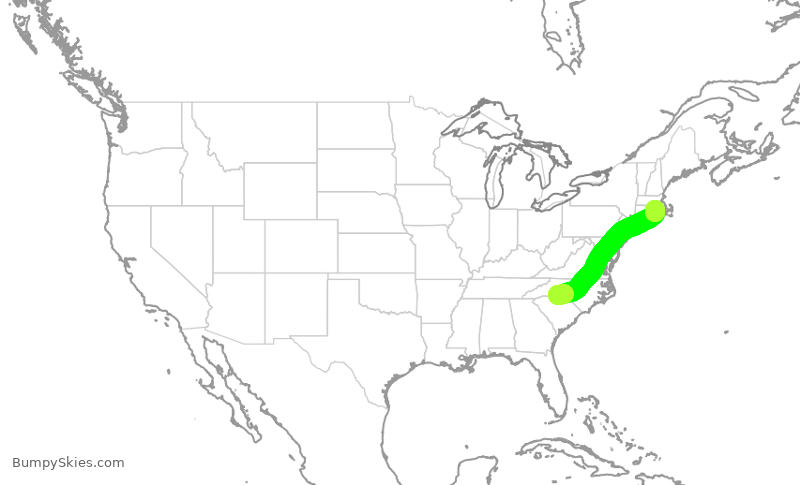 Turbulence forecast map for AAL2318, CLT to PVD