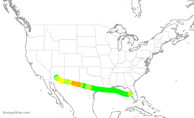 Turbulence forecast map for AAL2329, TPA to PHX