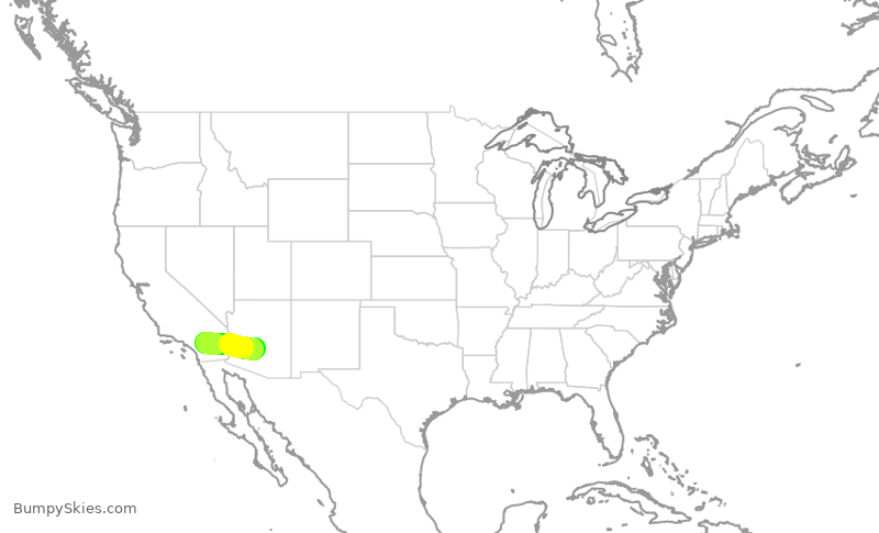Turbulence forecast map for AAL2333, PHX to PSP