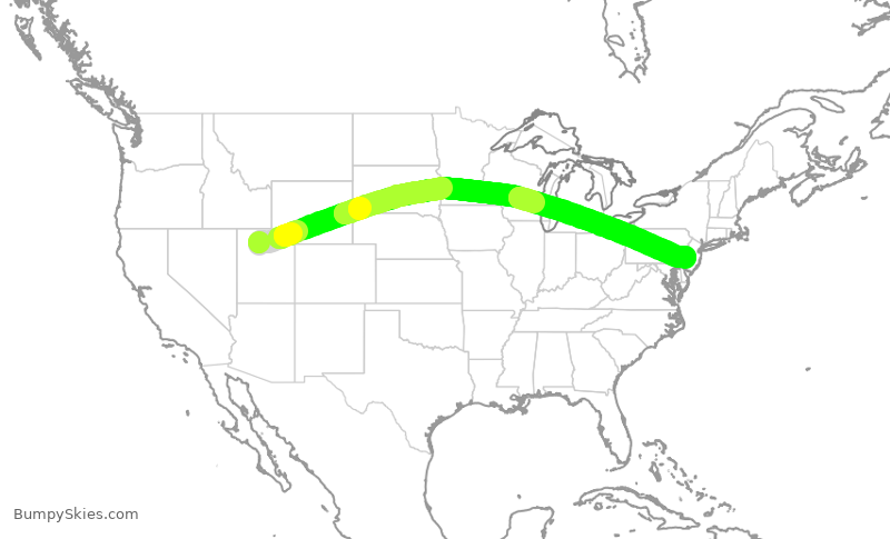 Turbulence forecast map for AAL2337, SLC to PHL