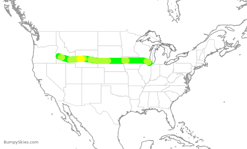 Turbulence forecast map for AAL2340, BOI to ORD