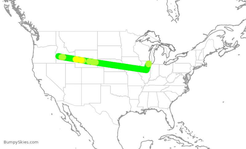 Turbulence forecast map for AAL2340, ORD to BOI