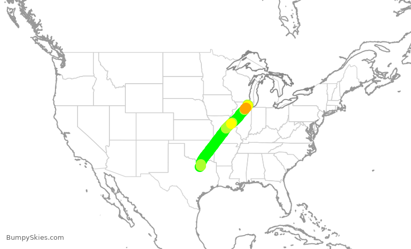 Turbulence forecast map for AAL2346, DFW to ORD