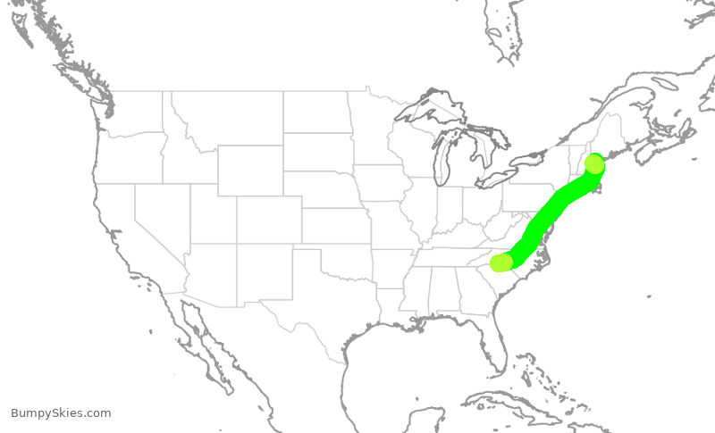 Turbulence forecast map for AAL2352, CLT to PWM