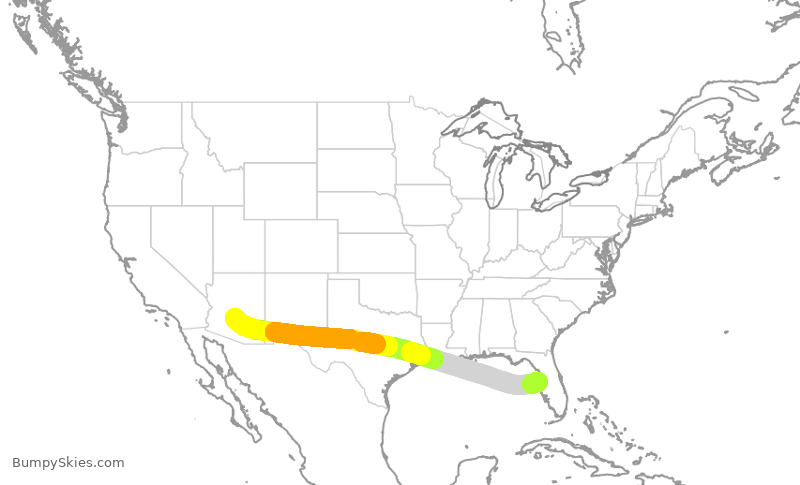 Turbulence forecast map for AAL2352, PHX to TPA