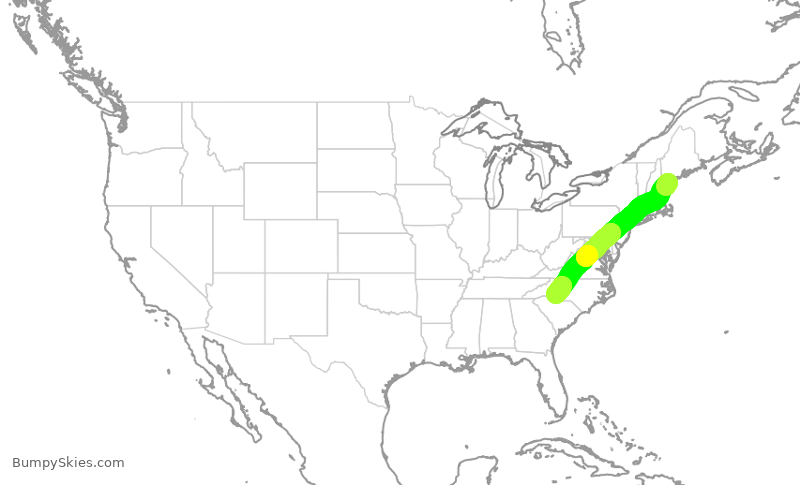 Turbulence forecast map for AAL2352, PWM to CLT