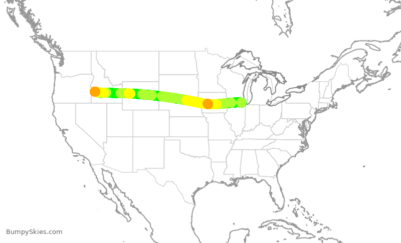 Turbulence forecast map for AAL2353, ORD to BOI