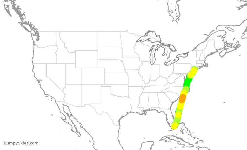 Turbulence forecast map for AAL2356, LGA to MIA