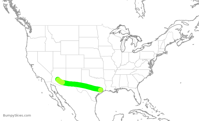 Turbulence forecast map for AAL2357, IAH to PHX