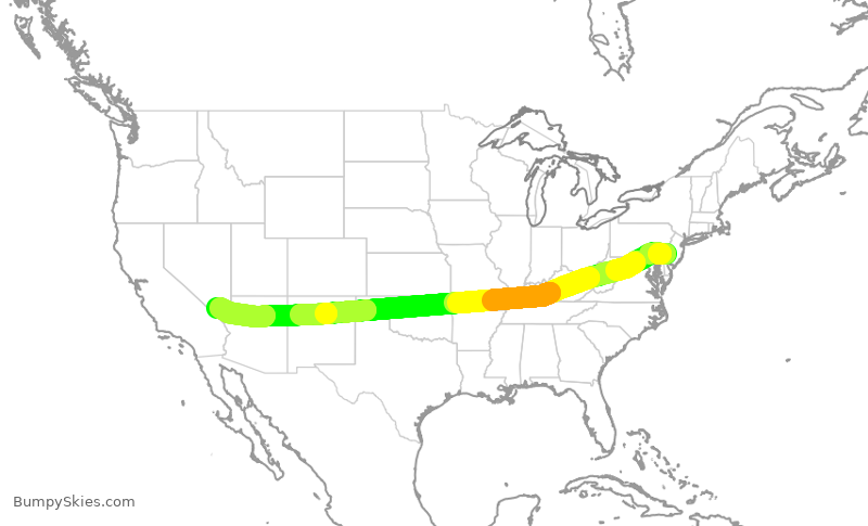 Turbulence forecast map for AAL2357, PHL to LAS