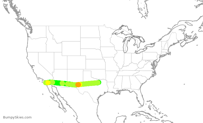 Turbulence forecast map for AAL2362, DFW to SAN