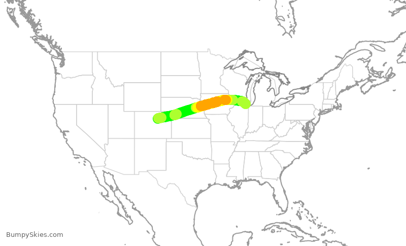Turbulence forecast map for AAL2363, DEN to ORD