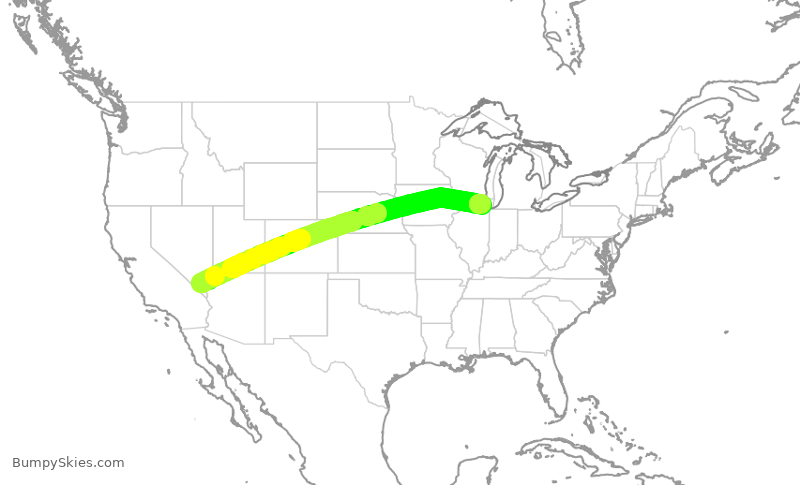 Turbulence forecast map for AAL2366, LAS to ORD
