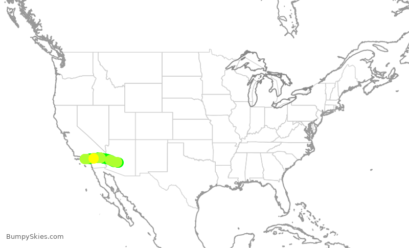 Turbulence forecast map for AAL2368, PHX to LAX