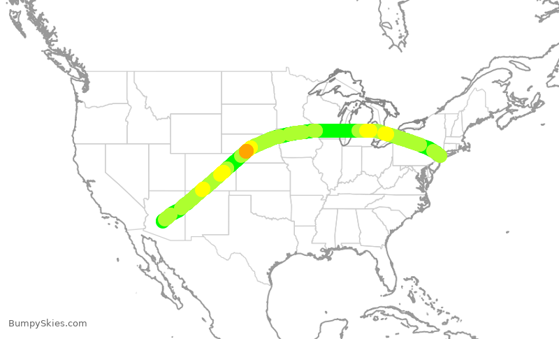 Turbulence forecast map for AAL2369, JFK to PHX