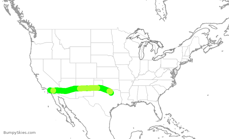 Turbulence forecast map for AAL2372, SNA to DFW
