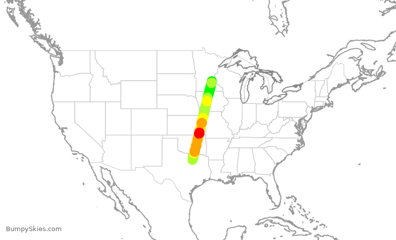 Turbulence forecast map for AAL2379, DFW to MSP