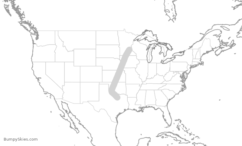 Turbulence forecast map for AAL2379, MSP to DFW