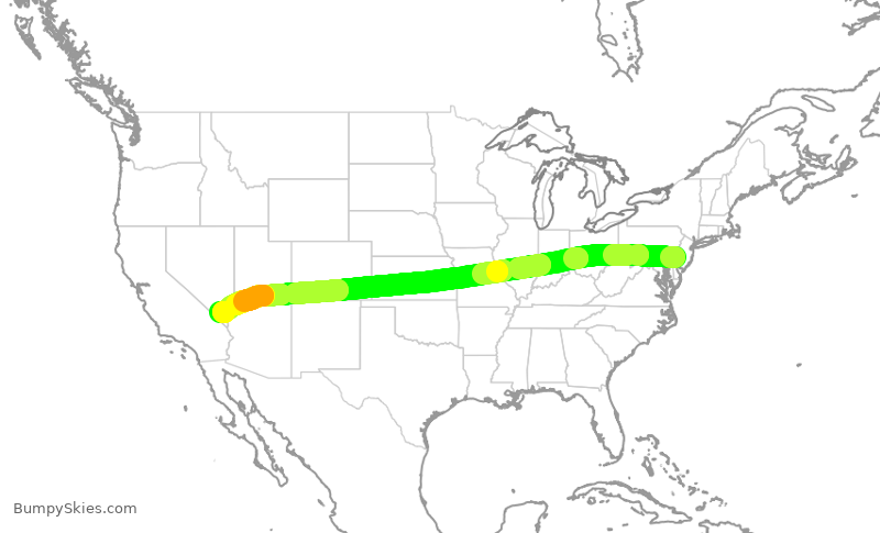 Turbulence forecast map for AAL2381, PHL to LAS