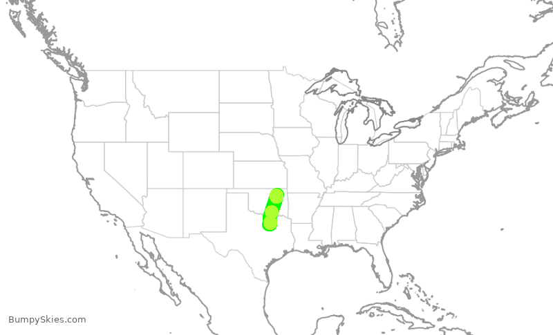 Turbulence forecast map for AAL2382, DFW to TUL