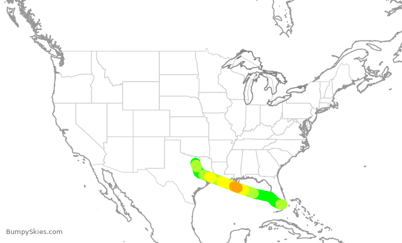 Turbulence forecast map for AAL2386, DFW to MIA