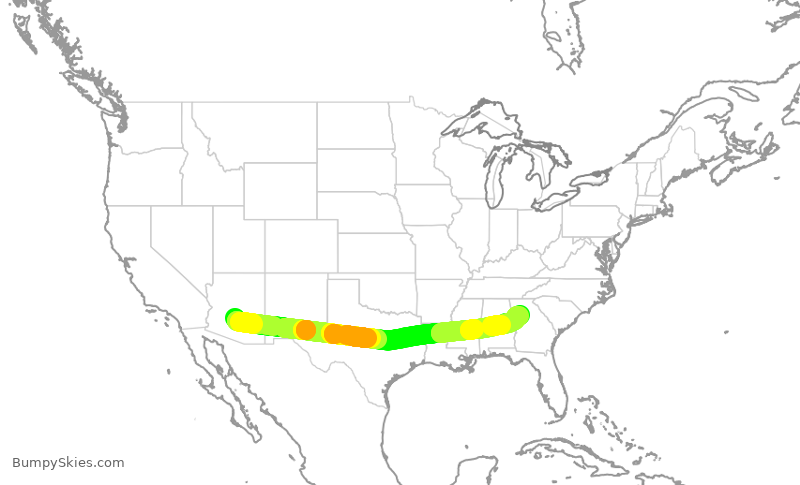 Turbulence forecast map for AAL2391, PHX to ATL