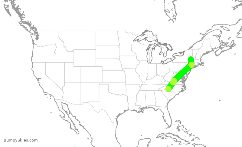 Turbulence forecast map for AAL2394, ALB to CLT
