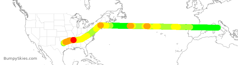 Turbulence forecast map for AAL239, IRF to DFW