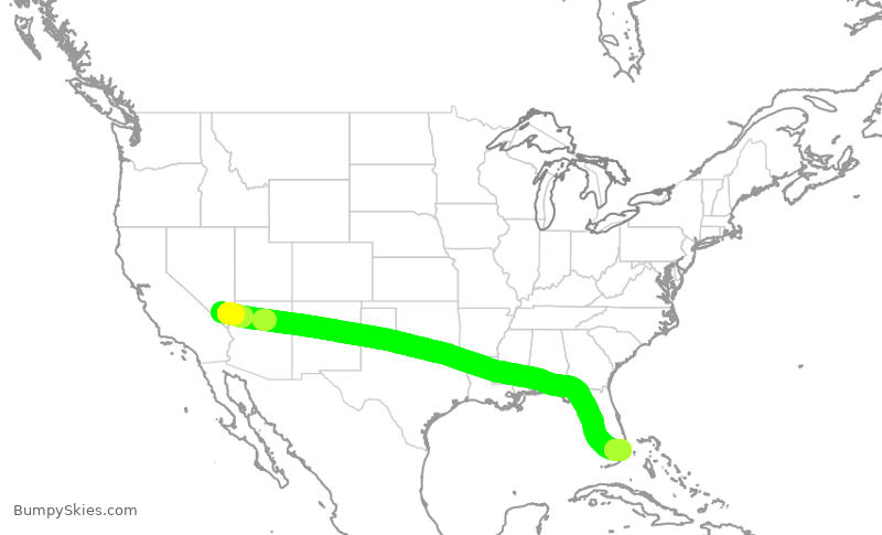 Turbulence forecast map for AAL2404, LAS to MIA