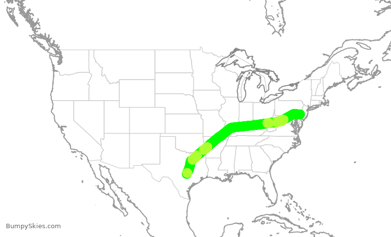 Turbulence forecast map for AAL2405, PHL to AUS