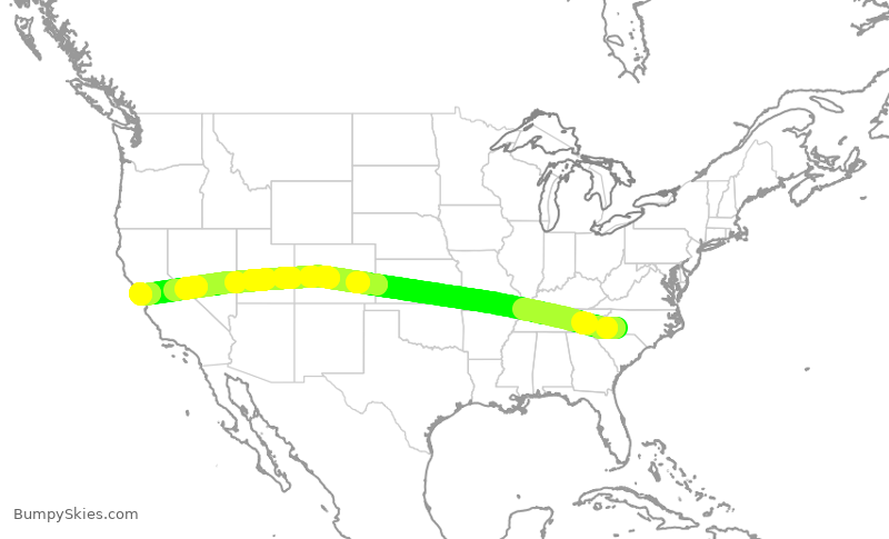 Turbulence forecast map for AAL2411, CLT to SFO