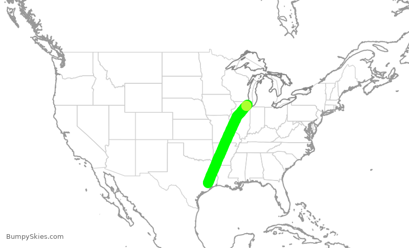 Turbulence forecast map for AAL2416, IAH to ORD