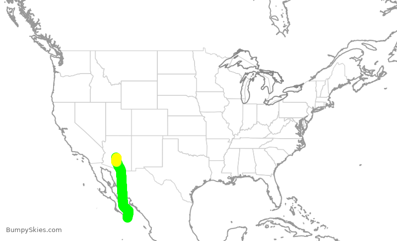 Turbulence forecast map for AAL2420, PHX to SJD