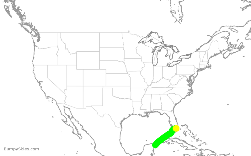 Turbulence forecast map for AAL2422, MIA to MUN
