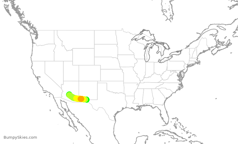 Turbulence forecast map for AAL2423, ELP to PHX