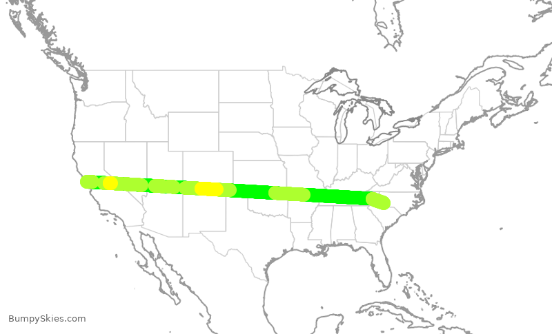 Turbulence forecast map for AAL2428, SFO to CLT
