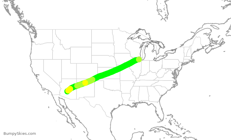 Turbulence forecast map for AAL2434, ORD to PHX