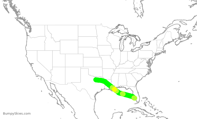 Turbulence forecast map for AAL2438, DFW to RSW