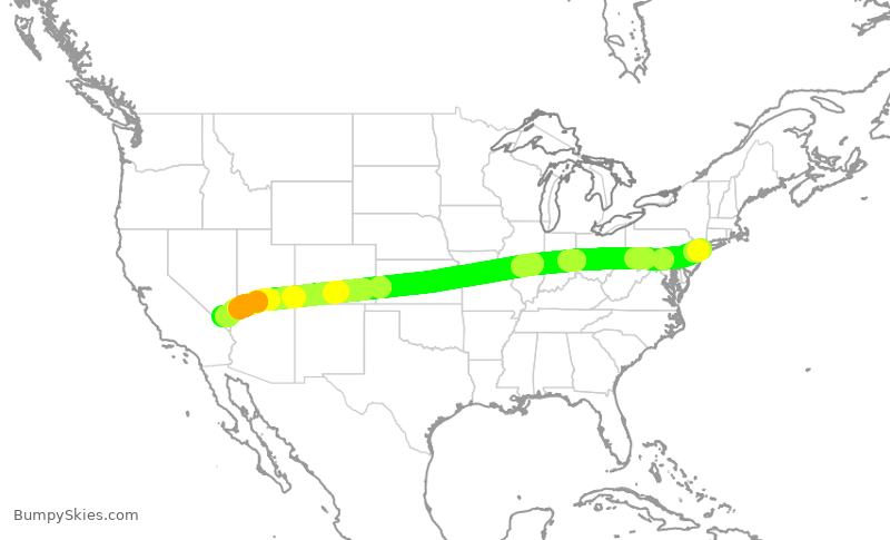 Turbulence forecast map for AAL2440, JFK to LAS