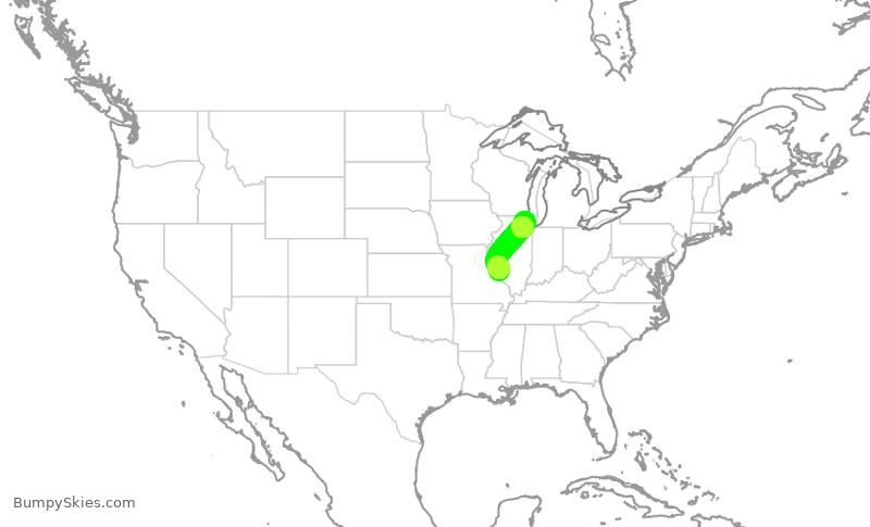Turbulence forecast map for AAL2444, STL to ORD