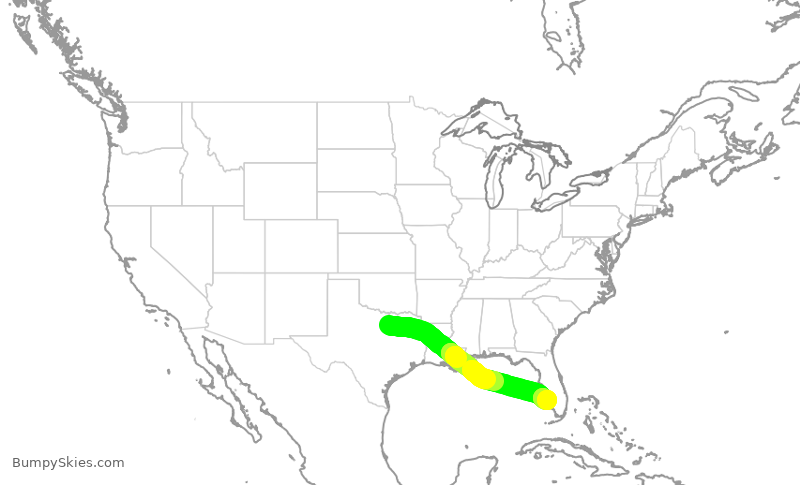 Turbulence forecast map for AAL2446, DFW to RSW