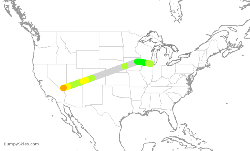 Turbulence forecast map for AAL2447, LAS to ORD