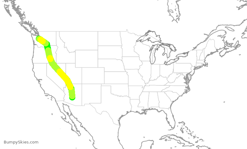 Turbulence forecast map for AAL2448, PHX to SEA