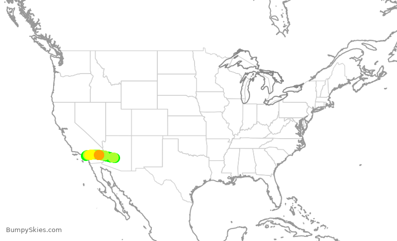 Turbulence forecast map for AAL2454, PHX to SNA
