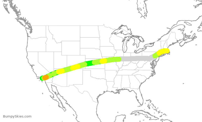 Turbulence forecast map for AAL2455, BOS to LAX