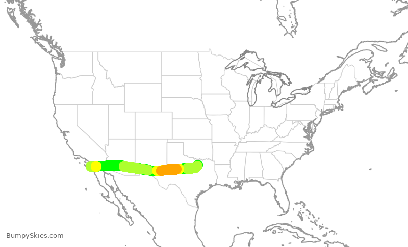Turbulence forecast map for AAL2456, SAN to DFW